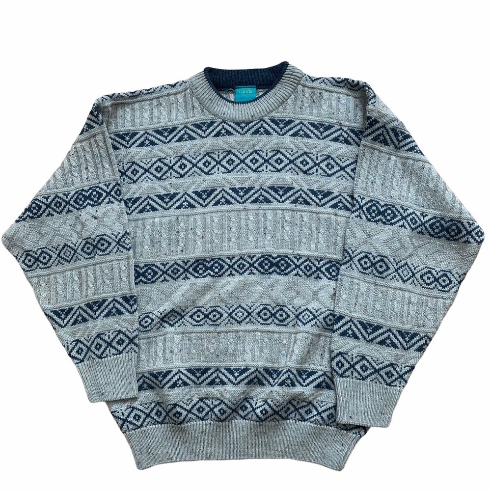 Vintage wool‎ blend fair isle grandpa sweater